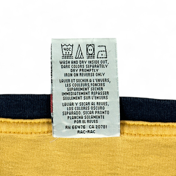 Vintage Tommy Hilfiger Shirt Adult LARGE Yellow Tommy Jeans Flag Logo Y2K Ringer - Picture 6 of 11